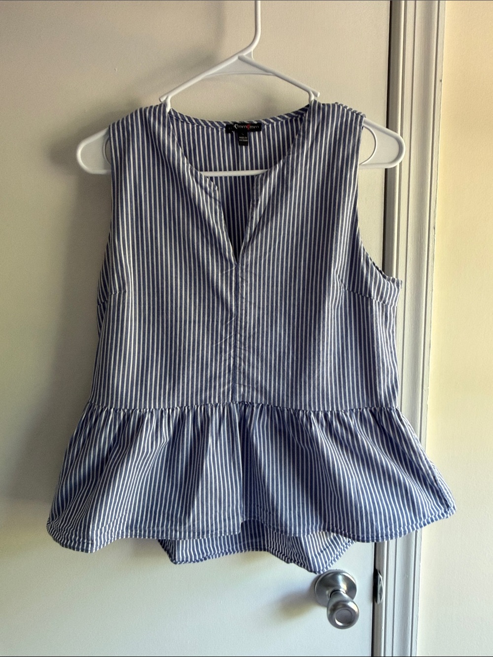 Blue & White Striped Peplum Tunic